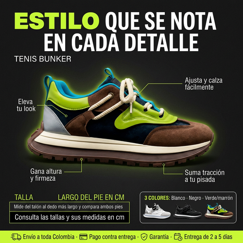 Tenis Bunker - Urbanos con Plataforma y Cordón Grueso
